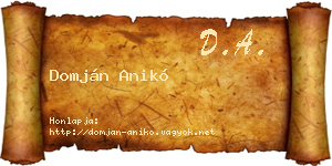 Domján Anikó névjegykártya
